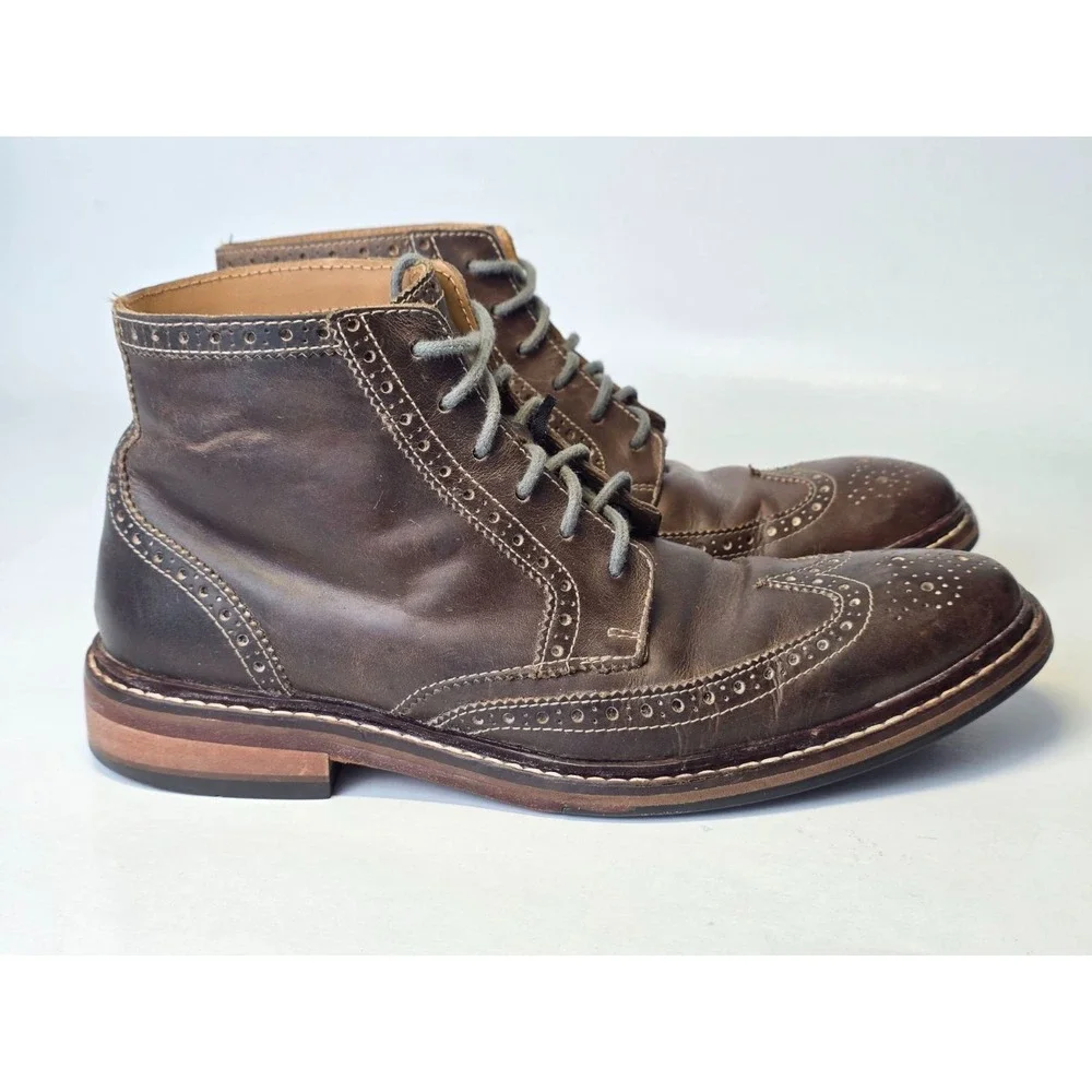 Cole Haan Men's Boots Size 8 M Brown Leather Chukka Oxford Wingtip Lace Up Shoes